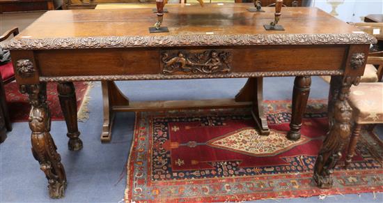 A Victorian carved oak hall table, W.165cm